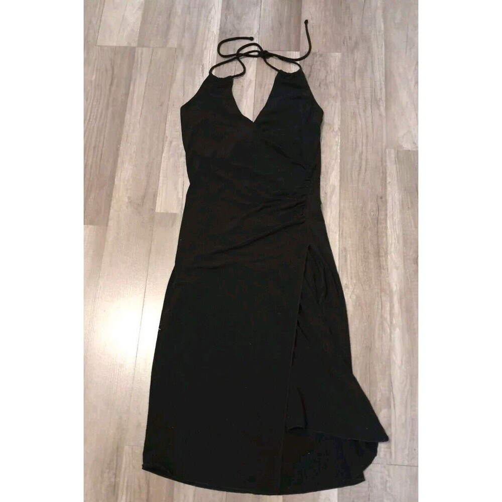 Georgio Studio Women’s Black Halter Dress With Side Slit. Pit 14.5 ". B53